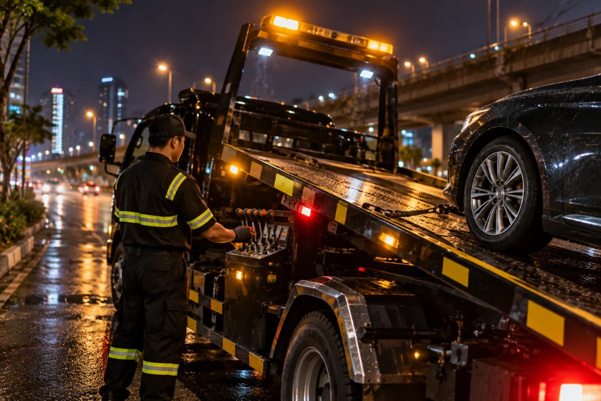 Kéo xe ô tô, xe cứu hộ sàn trượt